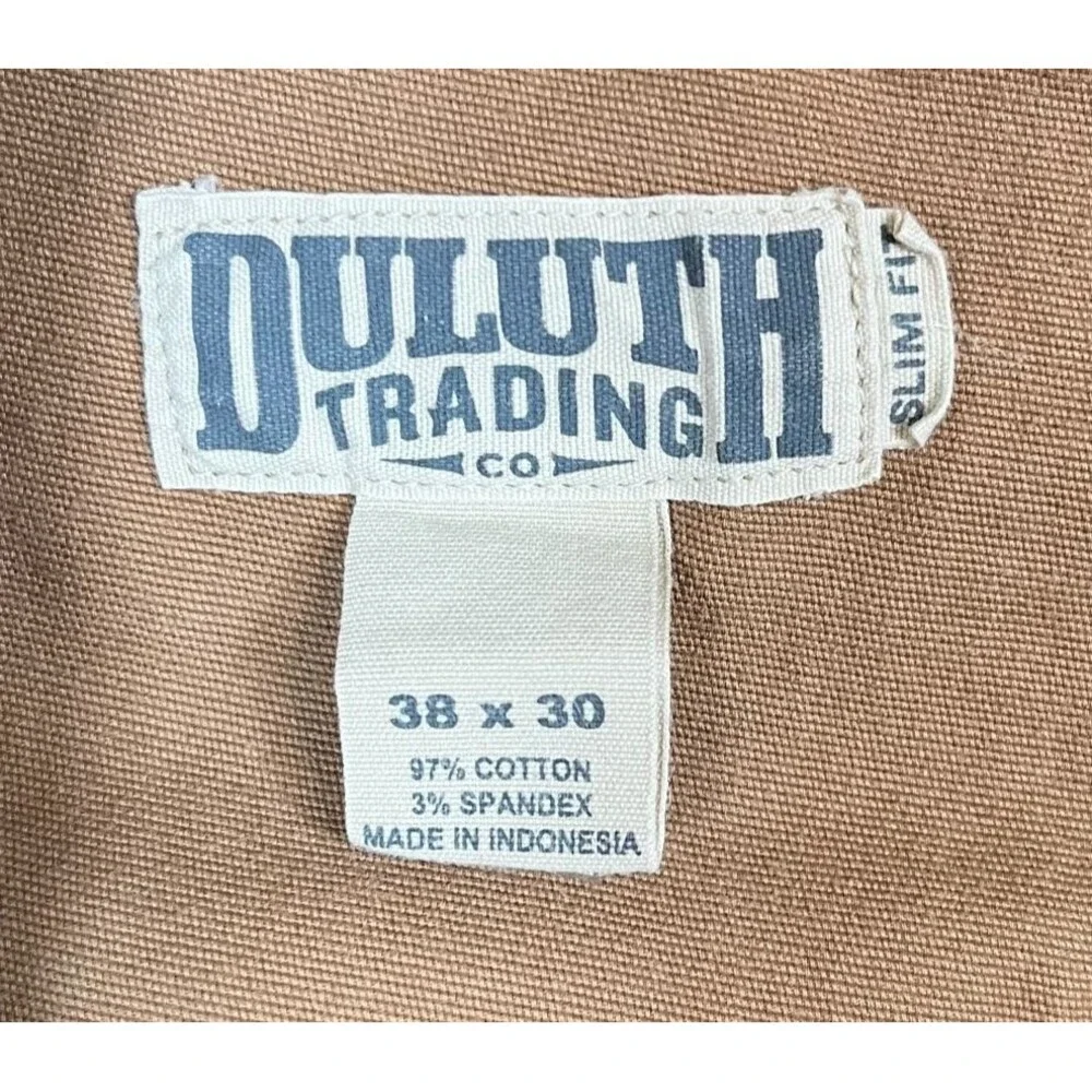 Duluth Trading Co. Flex Fire Hose Pants Men's 38x30 (Fits 37x29) Brown Canvas